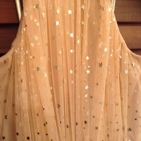City Studio Fit And Flare Mini Dress Sheer Spaghetti Strap Gold Stars Size 11 - Picture 6 of 13